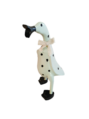 A Wooden Coloured Chatter Duck White With  Black  Polka Dots