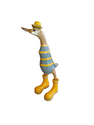 Wooden Ducks With Stripes Boots And Hat