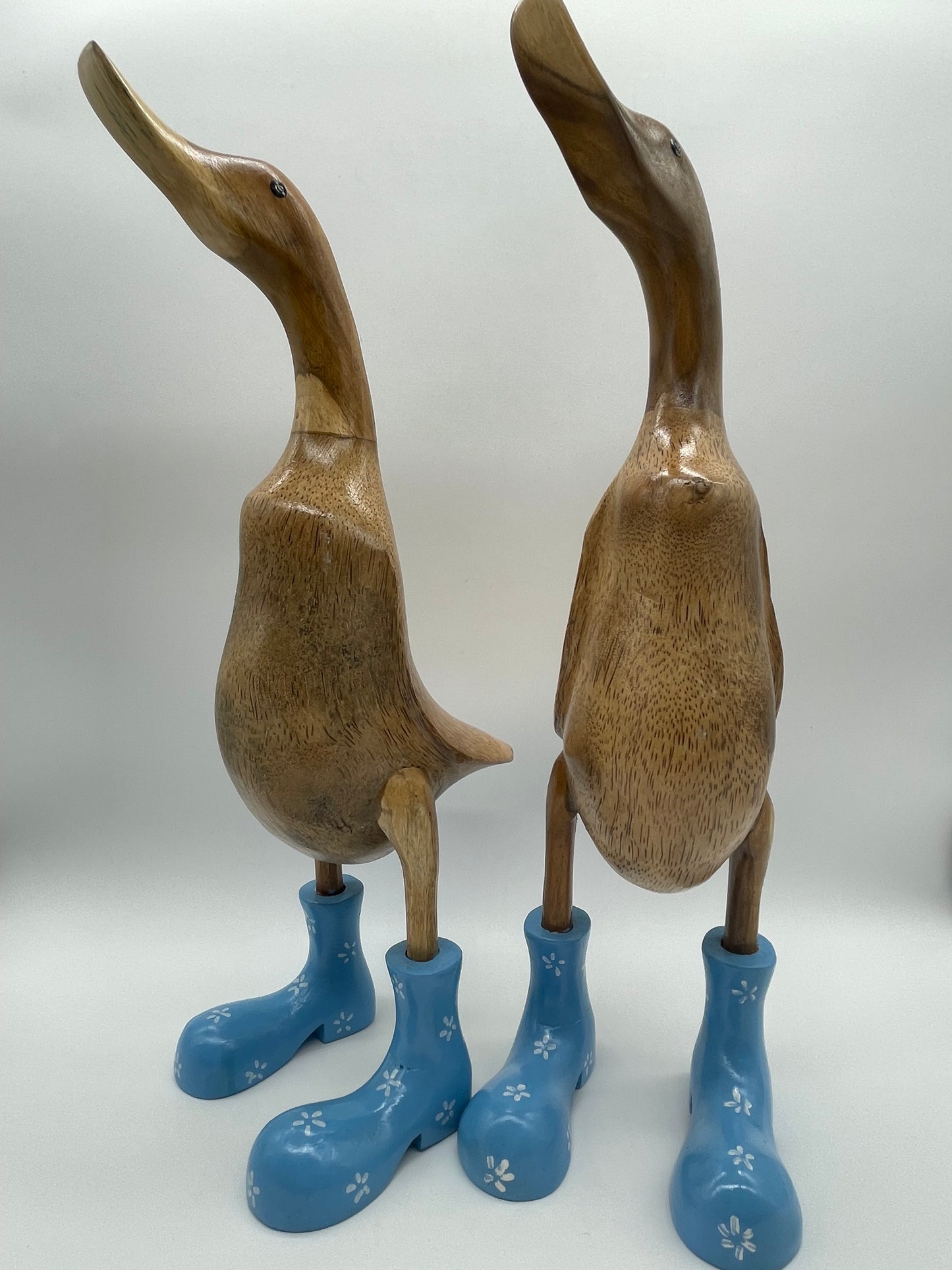 Duck Wooden With Yellow Green Or  Blue  Boots And Flowers