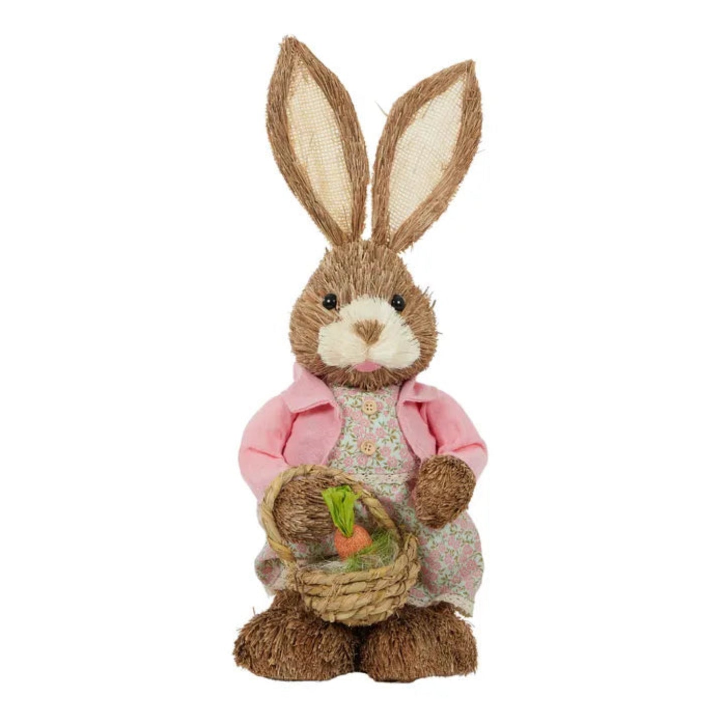 Mary Rabbit Pink With Straw Basket 20cm x 45cm