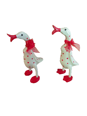 Wooden Coloured Chatter Ducks White With  Black Red Yellow &  Purple Polka Dots Just Landed